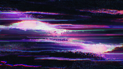 Colorful Digital Glitch Abstract with Bright Light