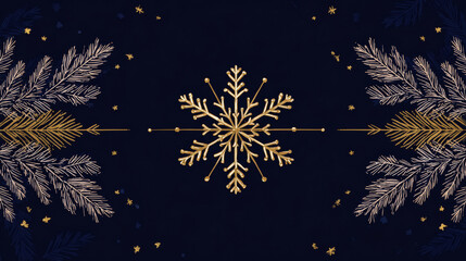 Luxurious Gold Snowflake and Stars Christmas Background