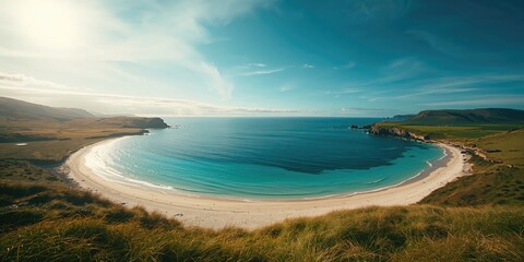 Beach with natural rock formations along the coastline in the Outer Hebrides, used as a UI backdrop