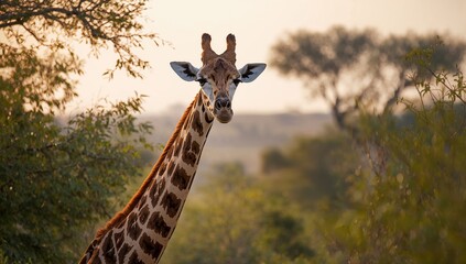 Close-up of a giraffe in its natural habitat, emphasizing species preservation and ecological balance