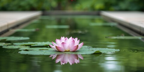 Water lilies and pink lotus blossoms, ideal for tranquil pond backgrounds or botanical illustrations