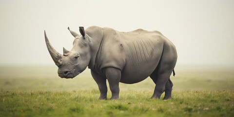 Obraz premium White Rhino depicted in a studio setting, highlighting species preservation efforts