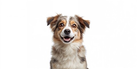 Dog of mixed breed with white backdrop, suitable for veterinary or adoption informational use
