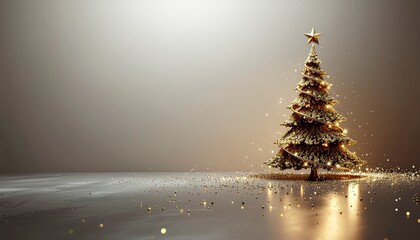 Złote tło świąteczne z choinką