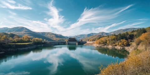 Honen Pond Dam in Kagawa Prefecture, water management feature amidst natural surroundings