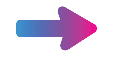 Single straight arrow icon pointing right, bold flat vector style, vibrant gradient colors (blue, purple, pink), smooth edges, modern UI icon, isolated on white background