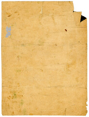 Sehr altes an den Kanten besch&auml;digtes Papier - Papierhintergrund als blanko Leerseite