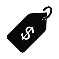 Black Tag with Dollar Sign Isolated on White Background