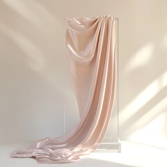 A beautiful pink silk fabric and clothing a luxury  silk curtain and drapery for elegant interior wedding decoration and textile art