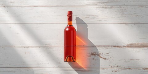 A slender wax-sealed bottle resting on a white wood surface, highlighting traditional sealing techniques and table setting