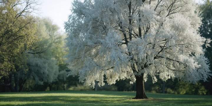 Silverleaf poplar, White poplar, Populus alba, deciduous tree with lobed leaves, whitish beneath, male and female catkins, seasonal change