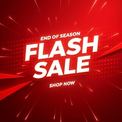 End of season flash sale banner with red background