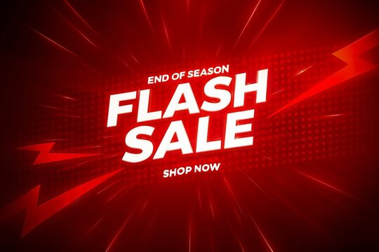 End of season flash sale banner with red background