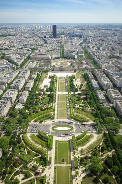 Aerial View of Champ de Mars Gardens in Central Paris