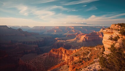 Vast view of the Grand Canyon highlighting seasonal change and geological erosion