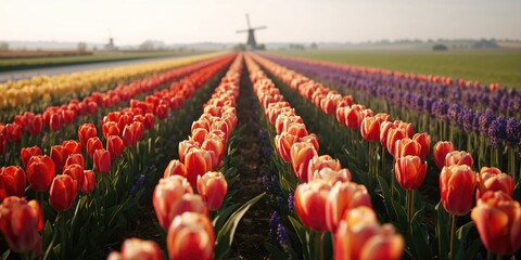 Lisse's tulip fields during harvest season, highlighting agricultural landscape and flower cultivation