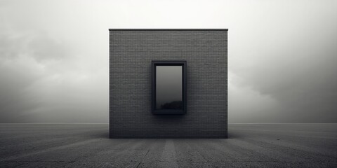 Modern window design on a brick exterior wall under cloudy sky, suitable for architectural detail backgrounds