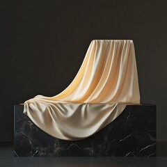 Abstract background vector illustration of a silk gift box with a satin ribbon on a textile cloth featuring fashion bride and wedding decoration art