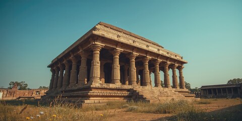 Obraz premium Hampis Vijaya Vitthala Temple shows deterioration of its iconic 1000-pillared musical hall, heritage conservation