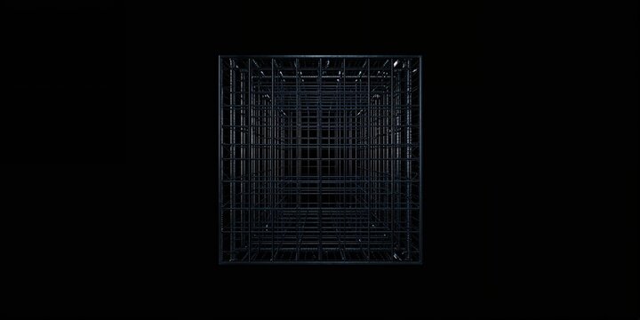 Close-up of a metal grid on a dark background serving as a protective barrier, highlighting material strength