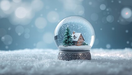 Snowball in a holiday setting, winter scenery suitable for seasonal greeting layout