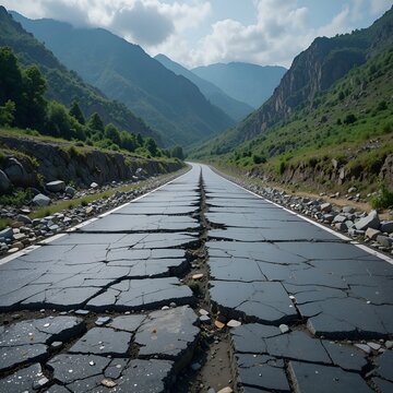 View of rupture intensity landslide epicenter after the earthquake disaster. 

