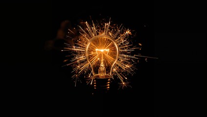 Illuminated light bulb with sparklers, symbolizing bright ideas for innovation day
