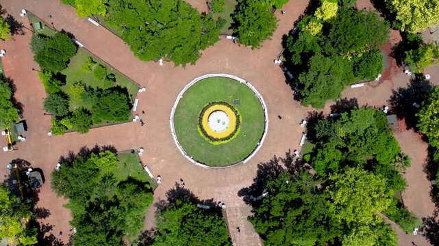 Aerial View of Valladolid Park with Circular Garden