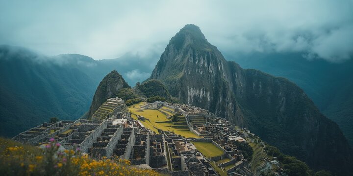 Mountain archaeological site situated in the Andes, highlighting historical significance