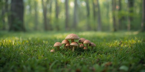 Forest flora detailed view with green and white hues, ideal for natural background or seasonal design
