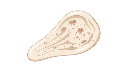 Close up of a beige colored piece of bread with a textured crust and airy interior