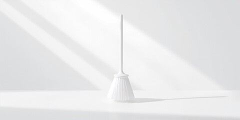 Toilet brush resting on a table, cleaning tools for bathroom maintenance