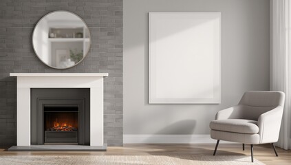 Obraz premium Electric fireplace and reed diffuser in a bedroom setting, focusing on aesthetic appeal and home atmosphere, World Sleep Day