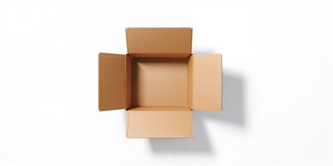 Obraz premium White background with an empty cardboard box highlighting packaging material and potential reuse or recycling