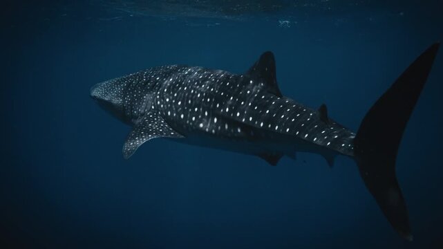The whale shark swimming underwater