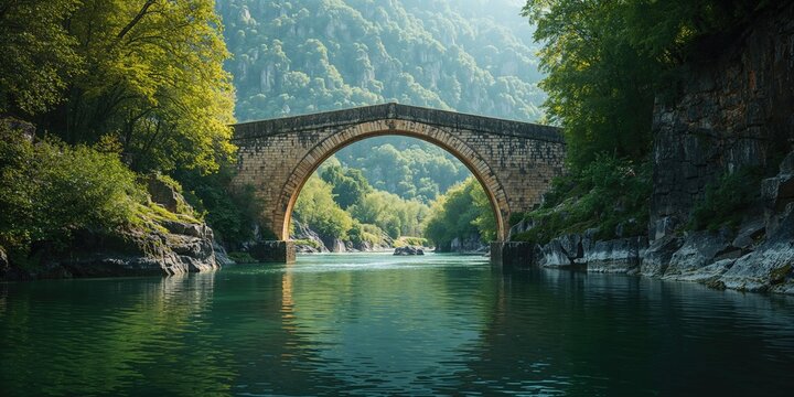 Bridge crossing the Becedas river at Pililla in El Hoyo de Pinares, Avila, Spain, serving as an infrastructure safety feature