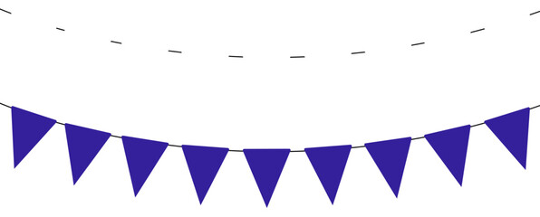 National Independence Day in Finland, two bunting garlands, white and blue, string of triangular flags for outdoor party, pennant