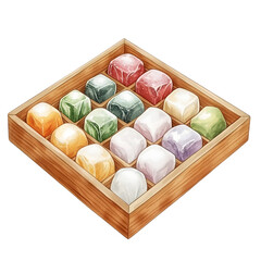 2D watercolor mochi on a transparent background.