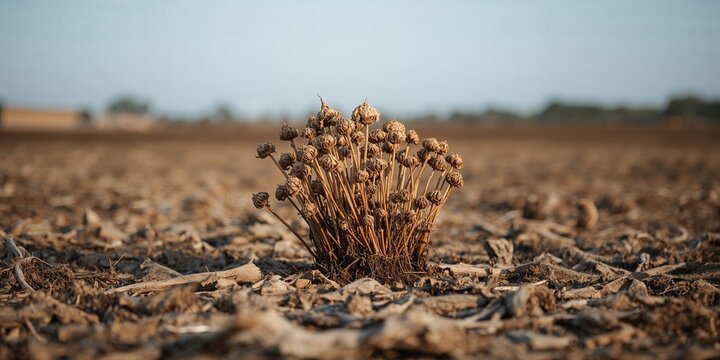 Drought-dried sugar beet in a summer agricultural field, highlighting crop resilience during water scarcity