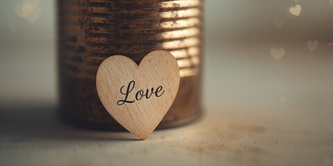 Heart with love inscription on weathered tin can, highlighting themes of past affection and sentimental decay