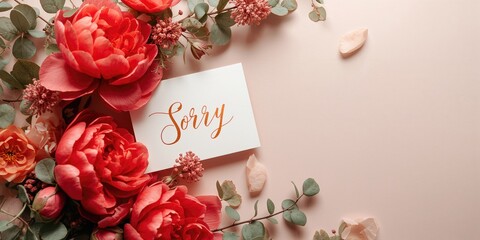 Sorry card featuring flowers in the background, designed for heartfelt apologies