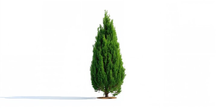 American arborvitae Smaragd with vibrant green scale-like leaves, landscape hedging, wintergreen, isolated on white