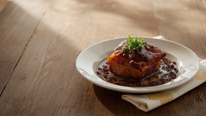 Cooked pork meat on a surface, focusing on proper handling in food processing