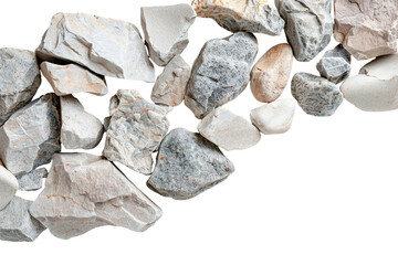 The image shows a top view of a gravel walkway with various fine pebbles arranged on a transparent background. Different shapes and colors of gravel are visible, creating a textured look