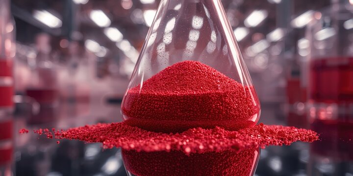 Colored granular pigments in paint designed for plastic coating, emphasizing surface texture and color consistency