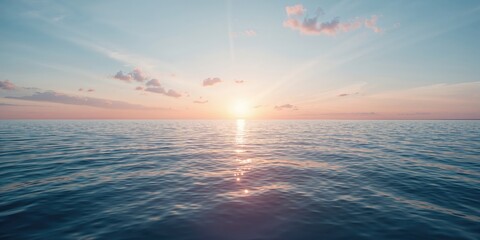 Baltic Sea landscape at sunset featuring clear sky, luminous clouds, and shimmering water surface, seasonal change