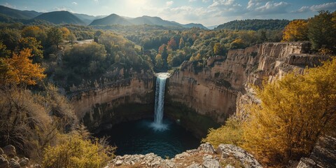 Baatara gorge sinkhole located in Lebanons Tannourine, natural erosion processes