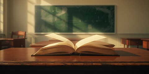 Open book on a desk serving as a layout background for editorial content and textual presentation
