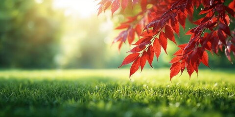 Small red leaf pattern serving as a natural backdrop for editorial headers, Earth Day