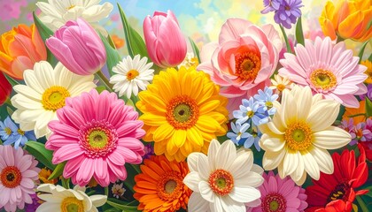 Fr&uuml;hlingsbanner Bunter Blumenstrau&szlig; zum 8. M&auml;rz  Muttertag